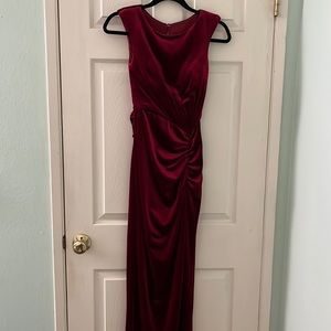Burgundy velvet bridesmaid dress